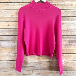 Calvin Klein Jeans Sweater Top Women’s Size XL Pink Ribbed Mock Neck NWT